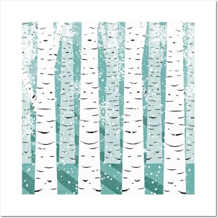 Frosted birch forest Posters and Art